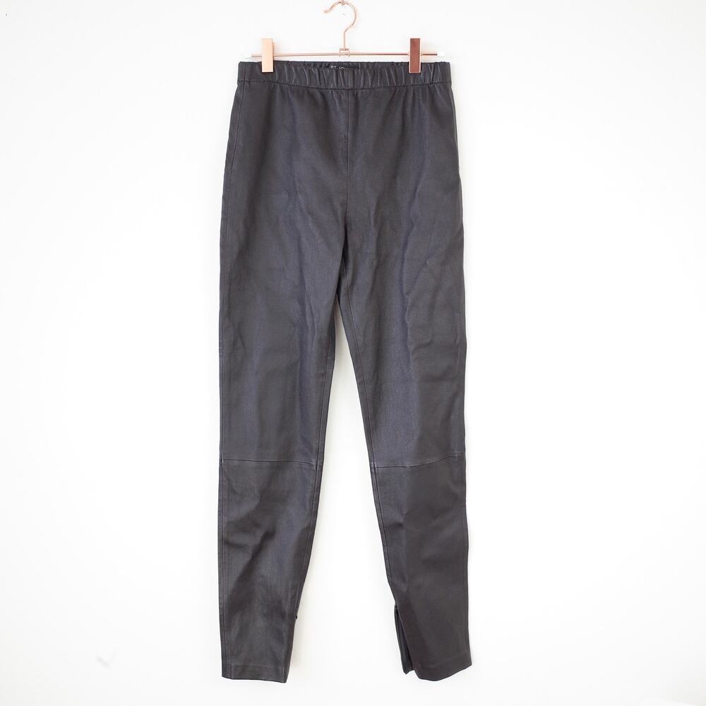 $1895 St. John Leather The New Standard Cropped Leggings with Ankle Zips 2
